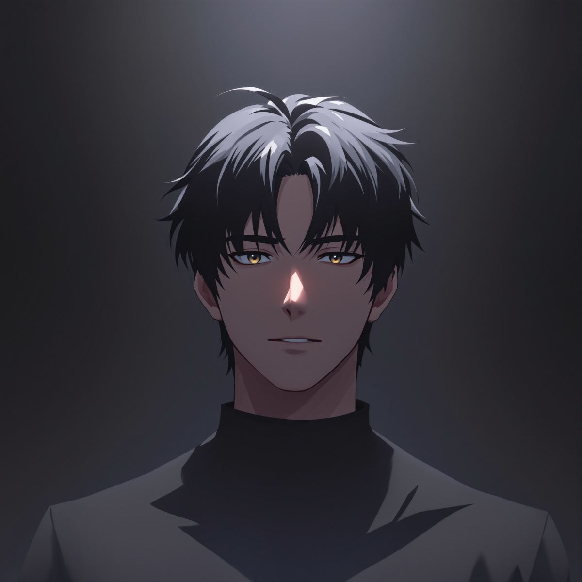 Sung Jin Woo anime avatar with cold expression and solo leveling aesthetic