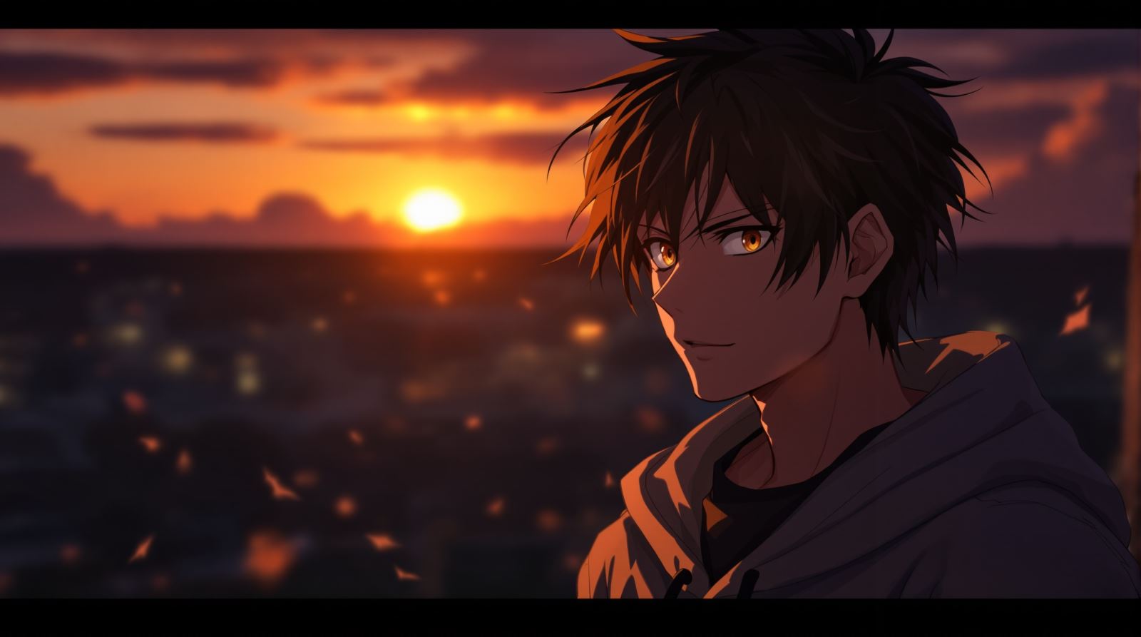 Anime boy avatar with golden hour lighting and warm identity-driven presence