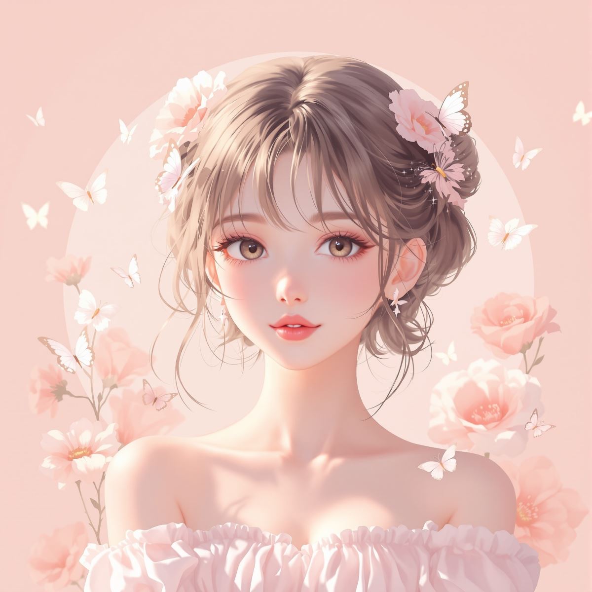 Coquette aesthetic PFP with soft romantic mood and delicate identity