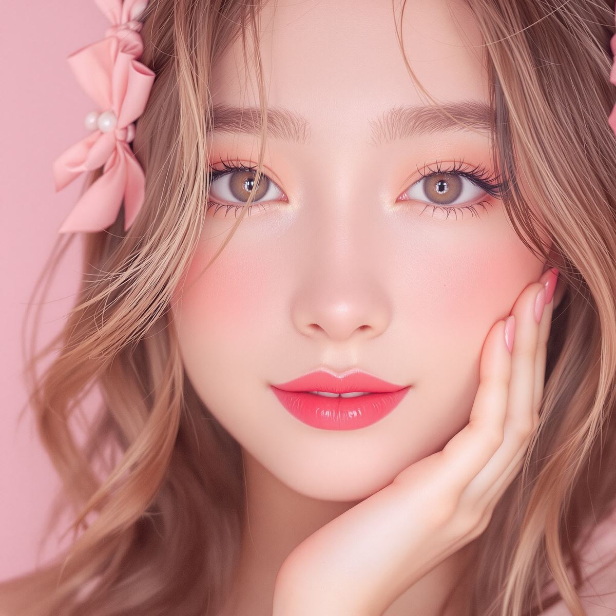coquette avatar PFP with blush identity tone and feminine dreamy atmosphere