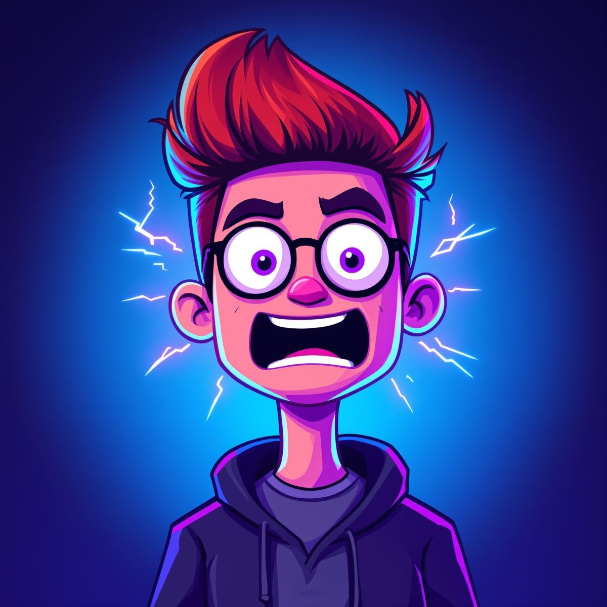 Dexter PFP with holographic lab style and futuristic inventor aura