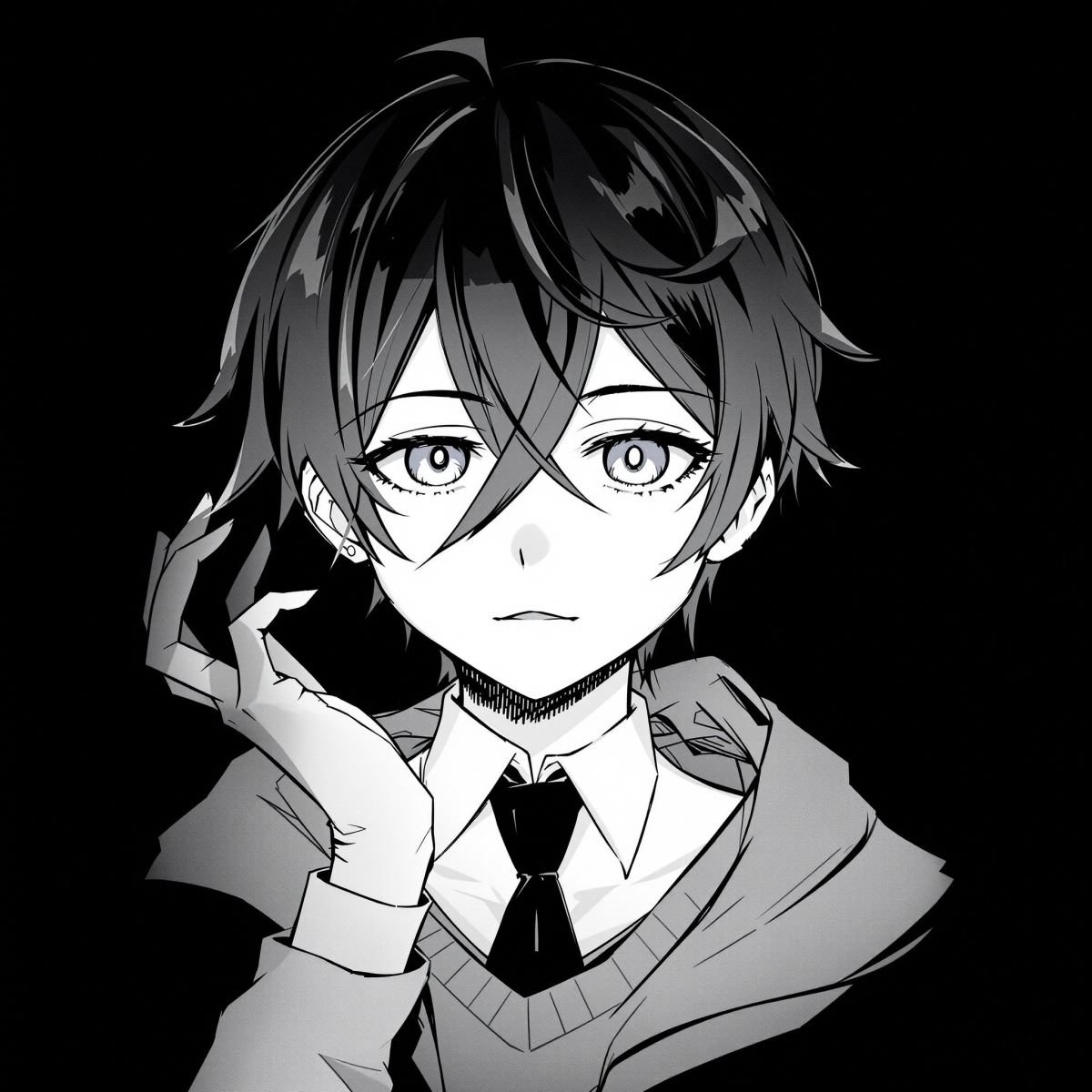 Emo avatar profile picture with lonely light and soft isolated mood