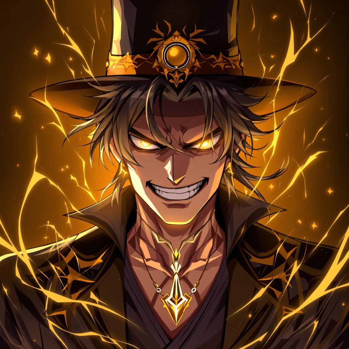 Golden exorcist Geto avatar profile picture with ceremonial power and elegant presence
