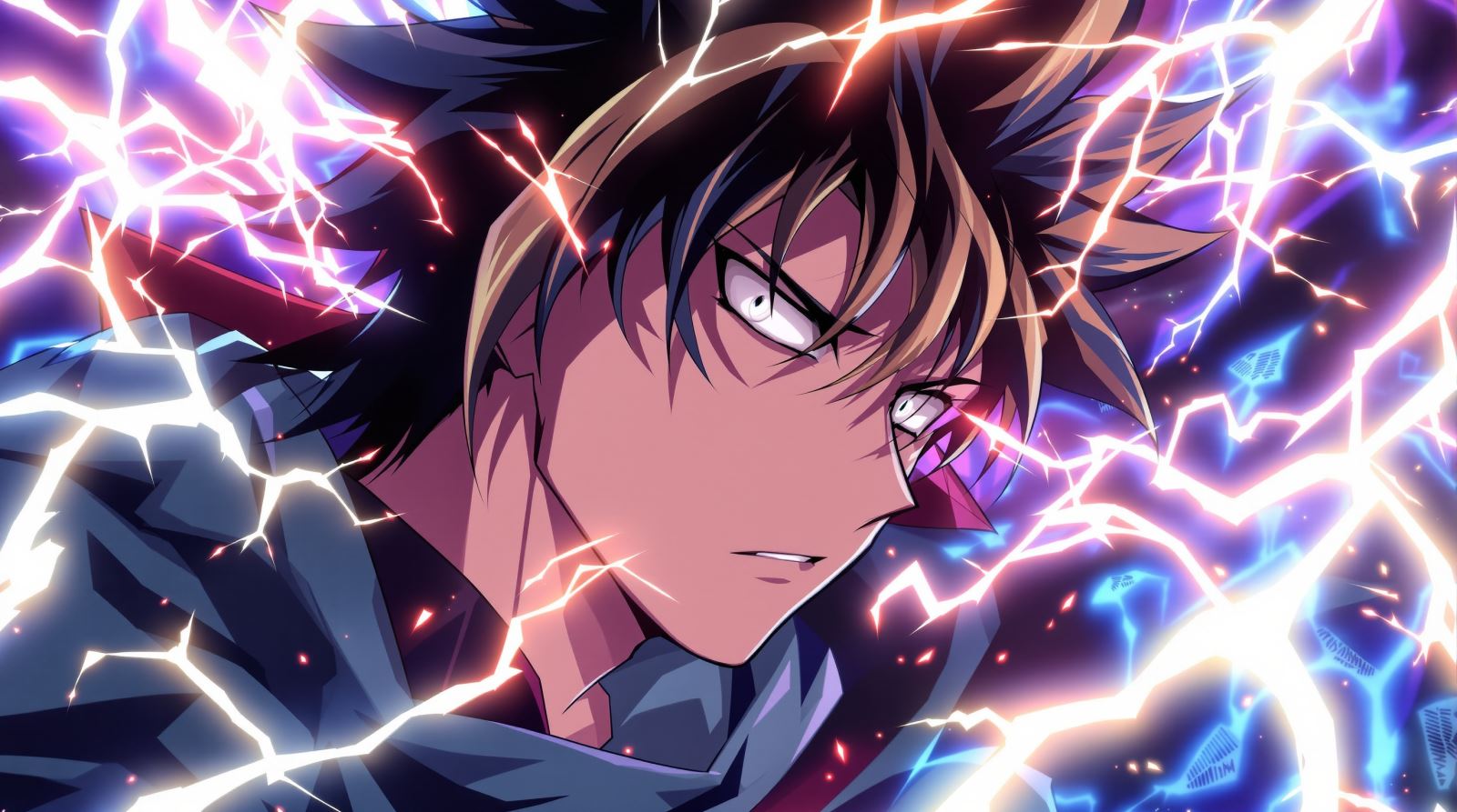 Electric energy Gojo avatar PFP with intense anime aura and dynamic power