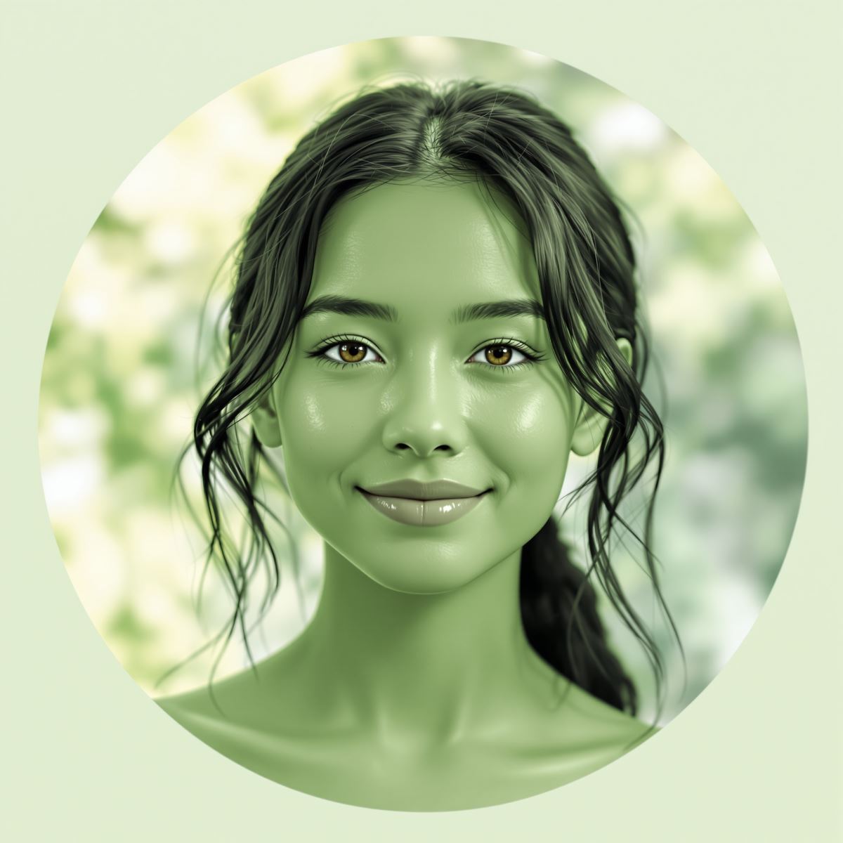 green PFP avatar expressing natural identity and soft memorable presence