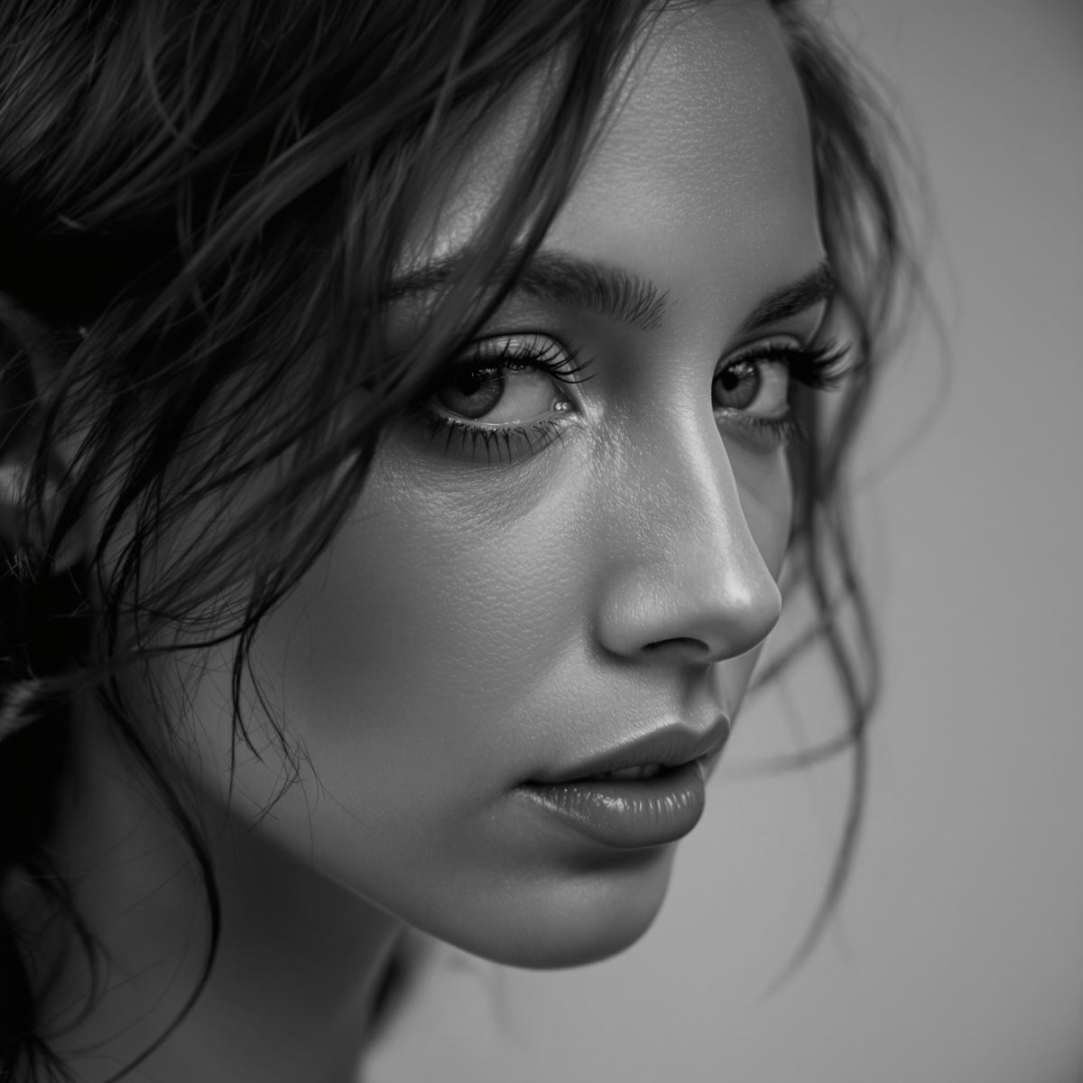 Grey profile image with neutral identity and clear visual structure