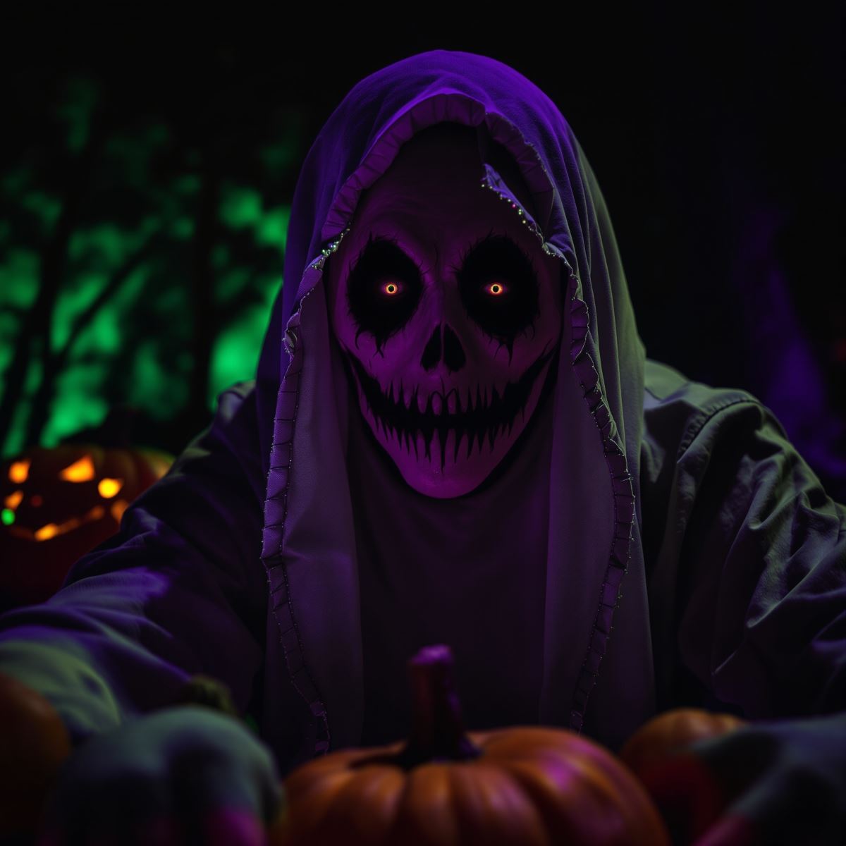 Halloween profile picture style avatar with eerie energy and focused seasonal visibility