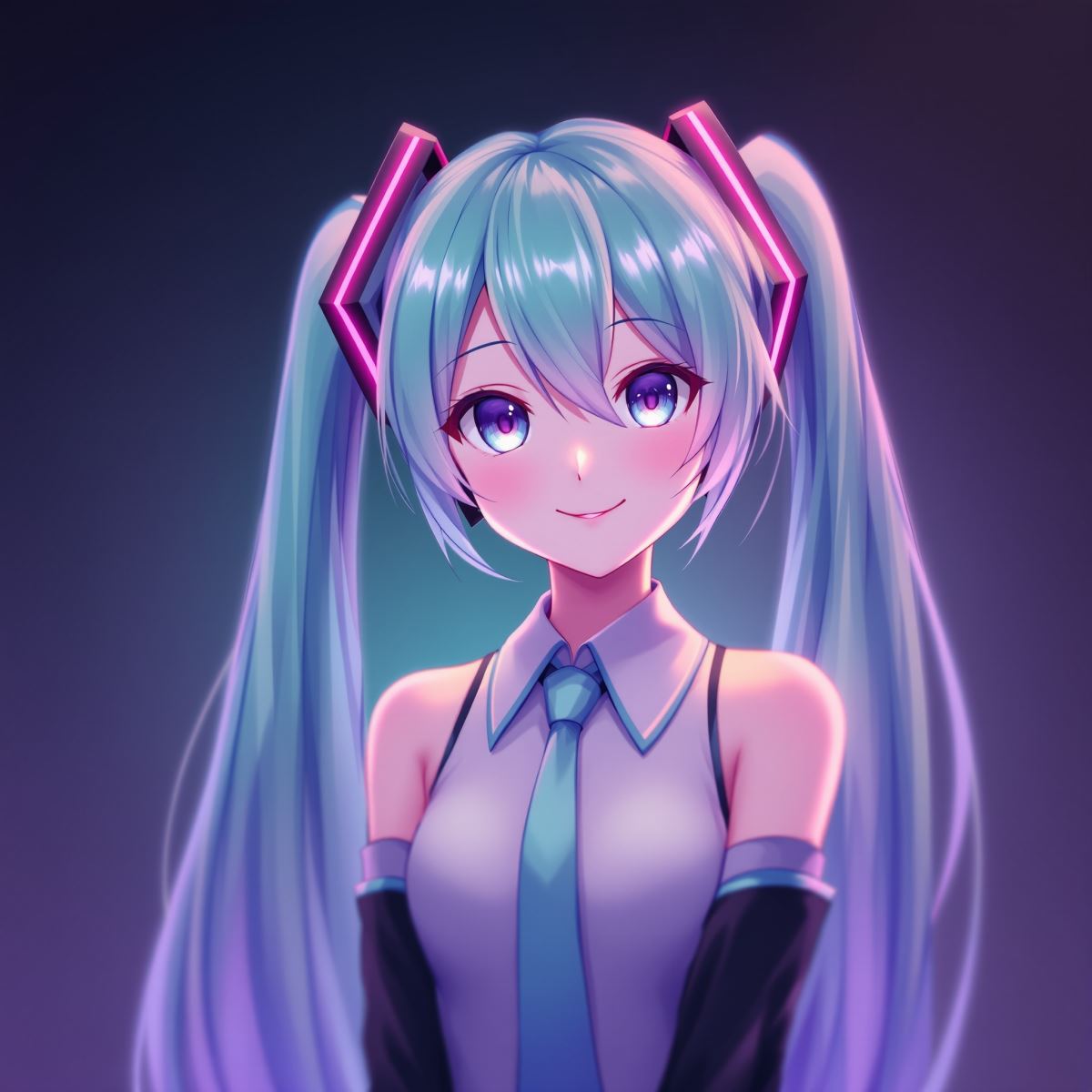 Hatsune Miku PFP with dreamy frame and soft vocaloid avatar atmosphere