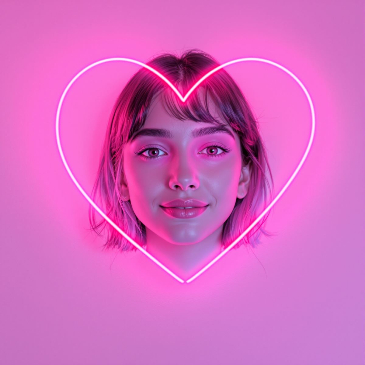 neon dream heart avatar with playful PFP light and romantic energy