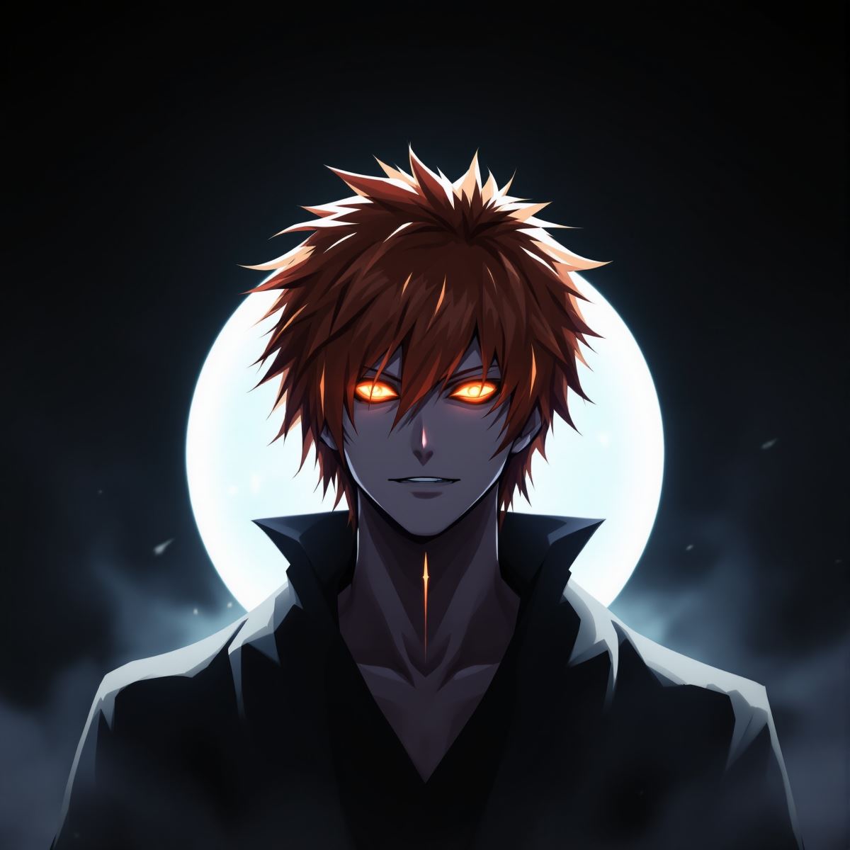 Ichigo avatar with focused expression and layered anime identity composition