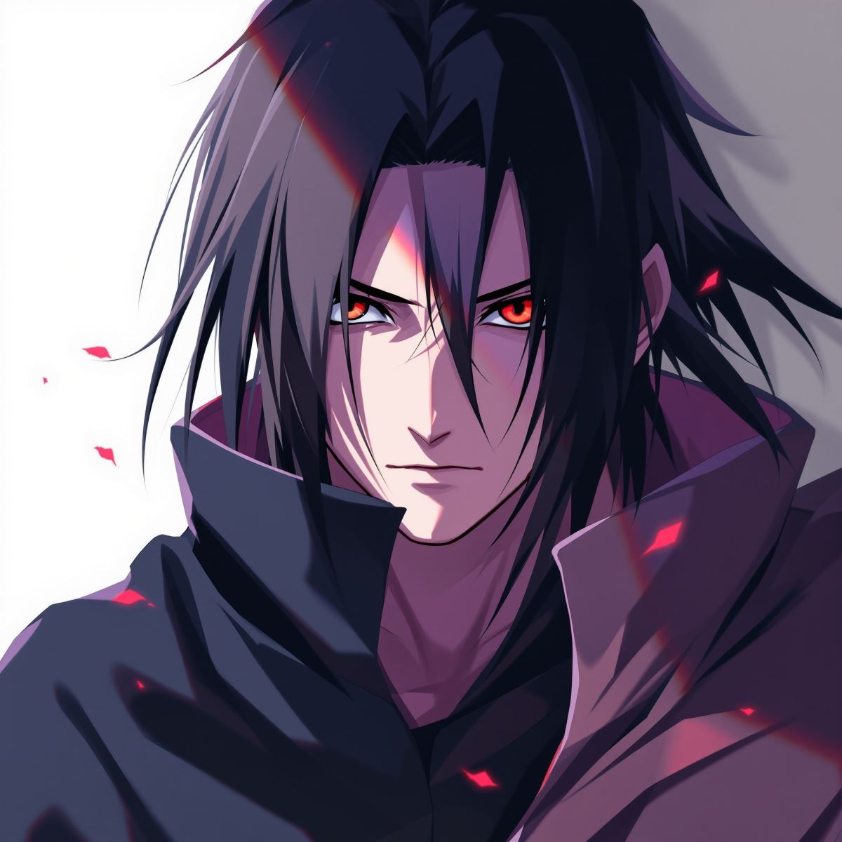 Itachi PFP avatar with Akatsuki shadow presence and dark anime identity