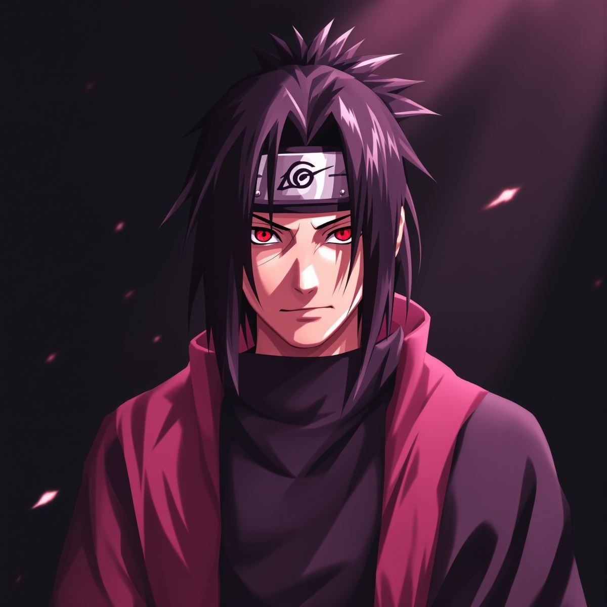 Itachi avatar with crow illusion effect and mysterious anime profile picture identity