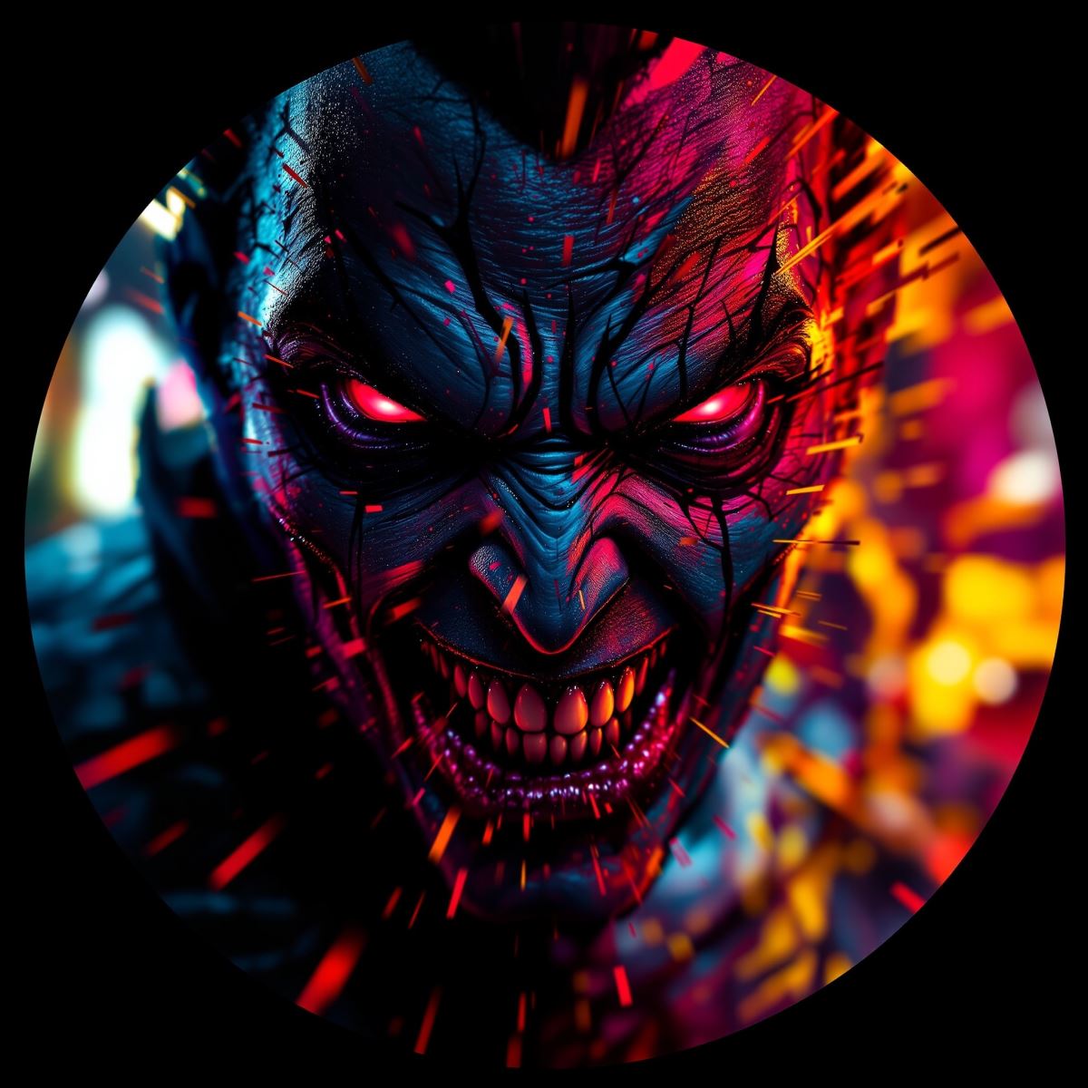 Joker avatar with twisted expression and bold composition for PFP use