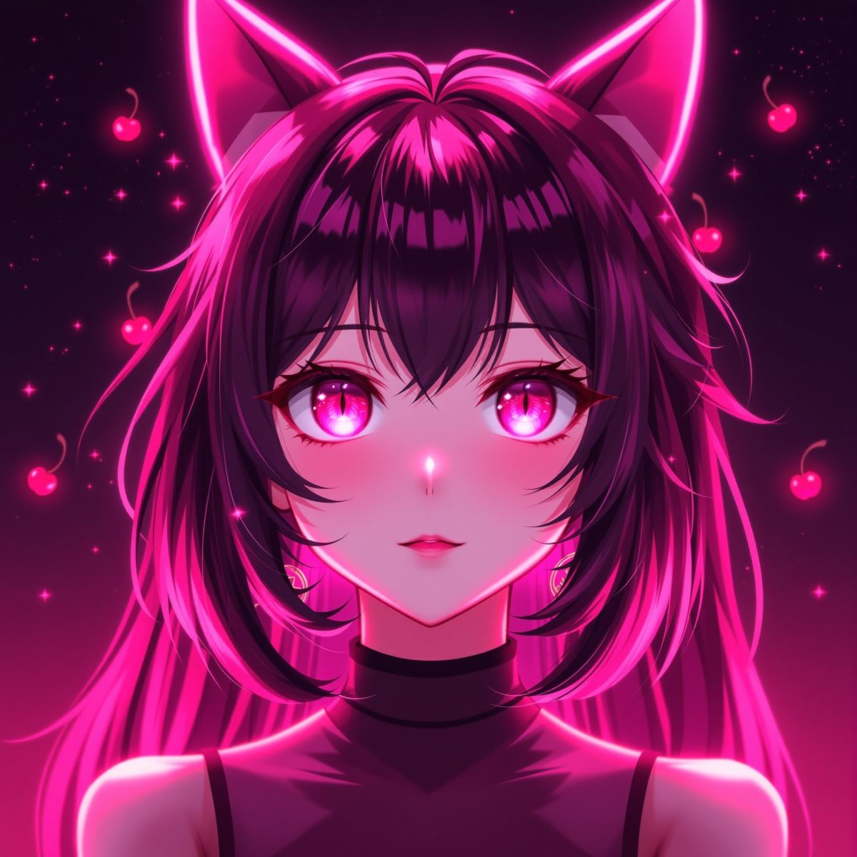 Cherry pop Kuromi avatar profile picture with vibrant cute gothic style