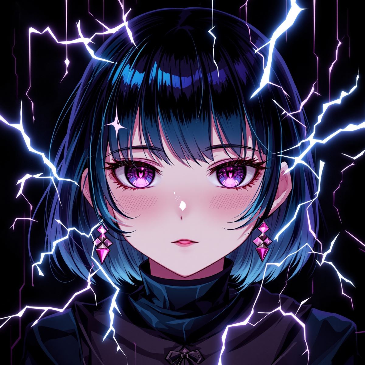 Electric velvet Kuromi avatar with dark neon energy and stylish anime PFP mood