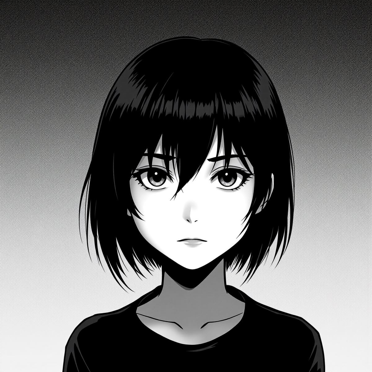 Minimal manga profile picture with clean line study and quiet visual balance