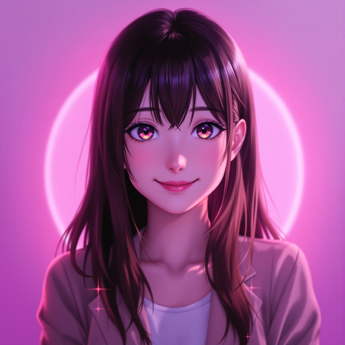 Momo Ayase neon expression PFP with vibrant anime personality and color