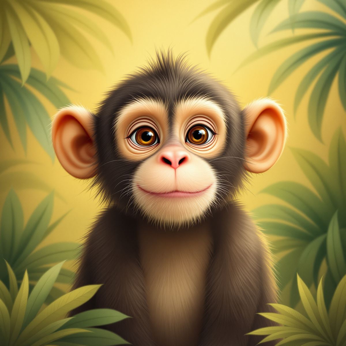 Monkey avatar profile picture with jungle signal energy and active natural presence