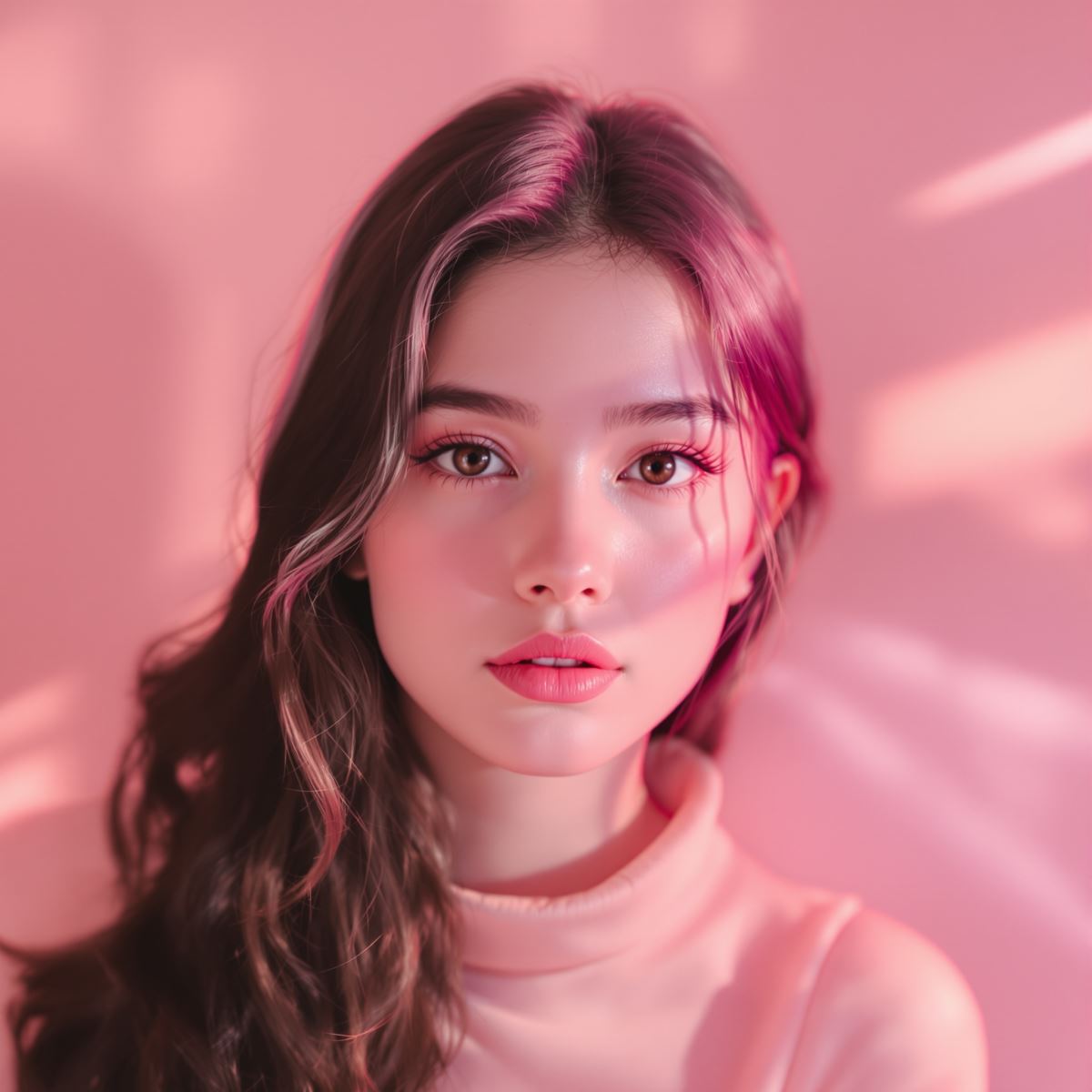 pastel pink avatar with balanced PFP mood and soft visual harmony