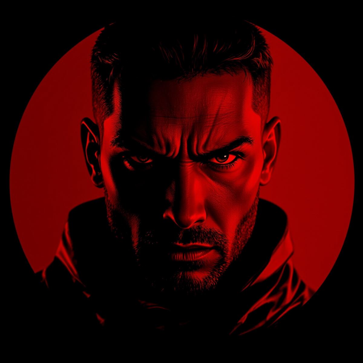 Red Hood PFP avatar with disciplined energy and clear antihero composition