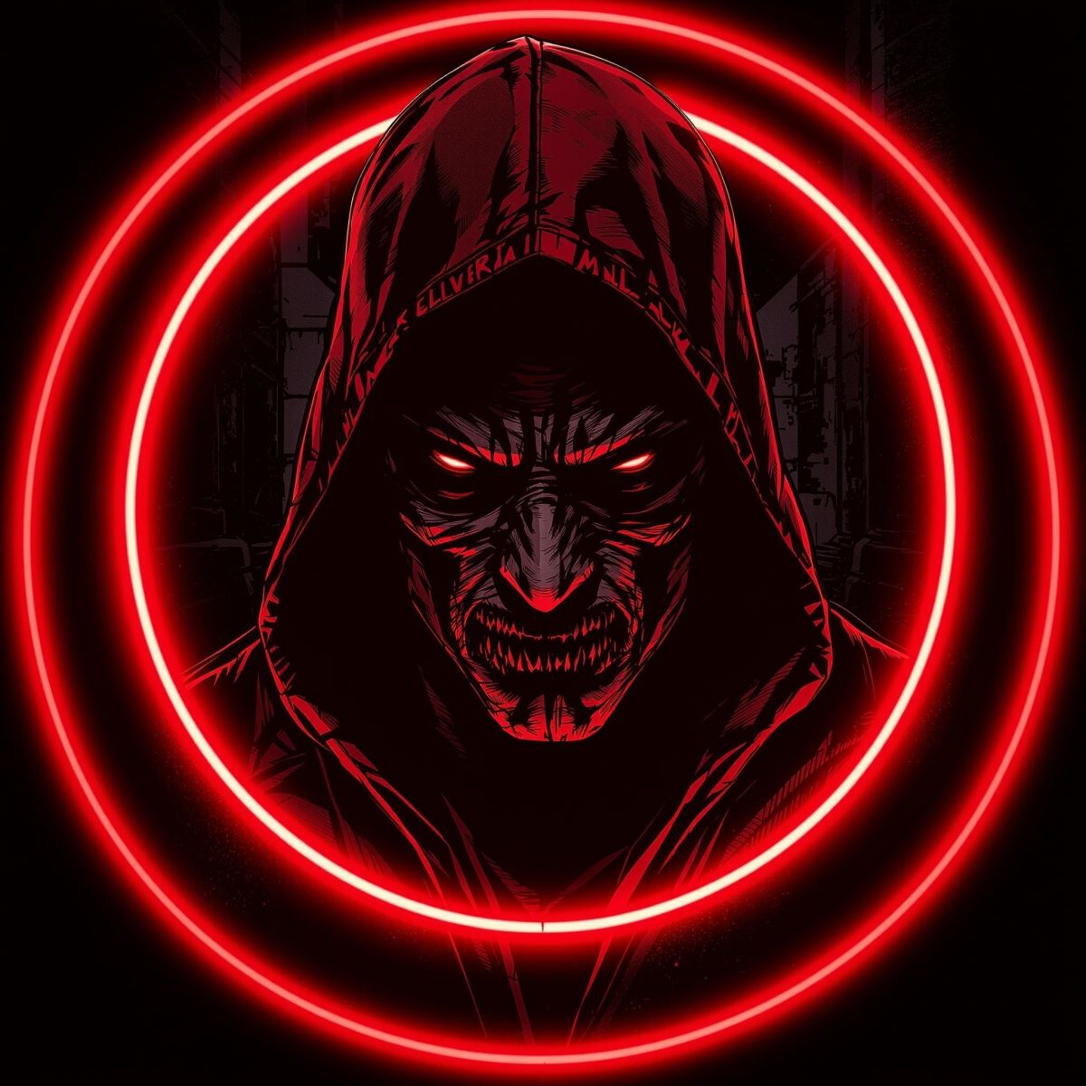 Red Hood avatar profile with outlaw energy and sharp dark tone
