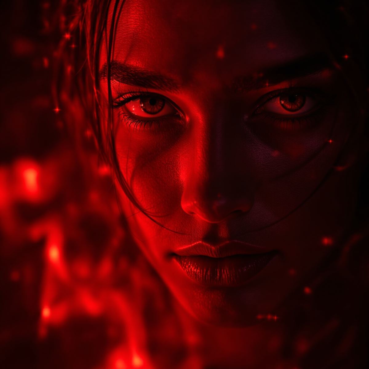 passion-driven red avatar with strong PFP impact and vivid emotional tone