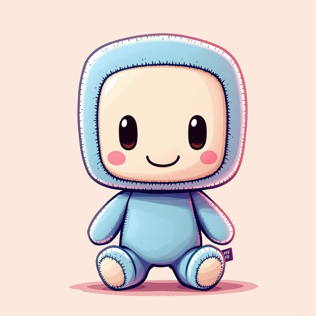 Happy Sackboy plush avatar with soft expression and joyful identity tone