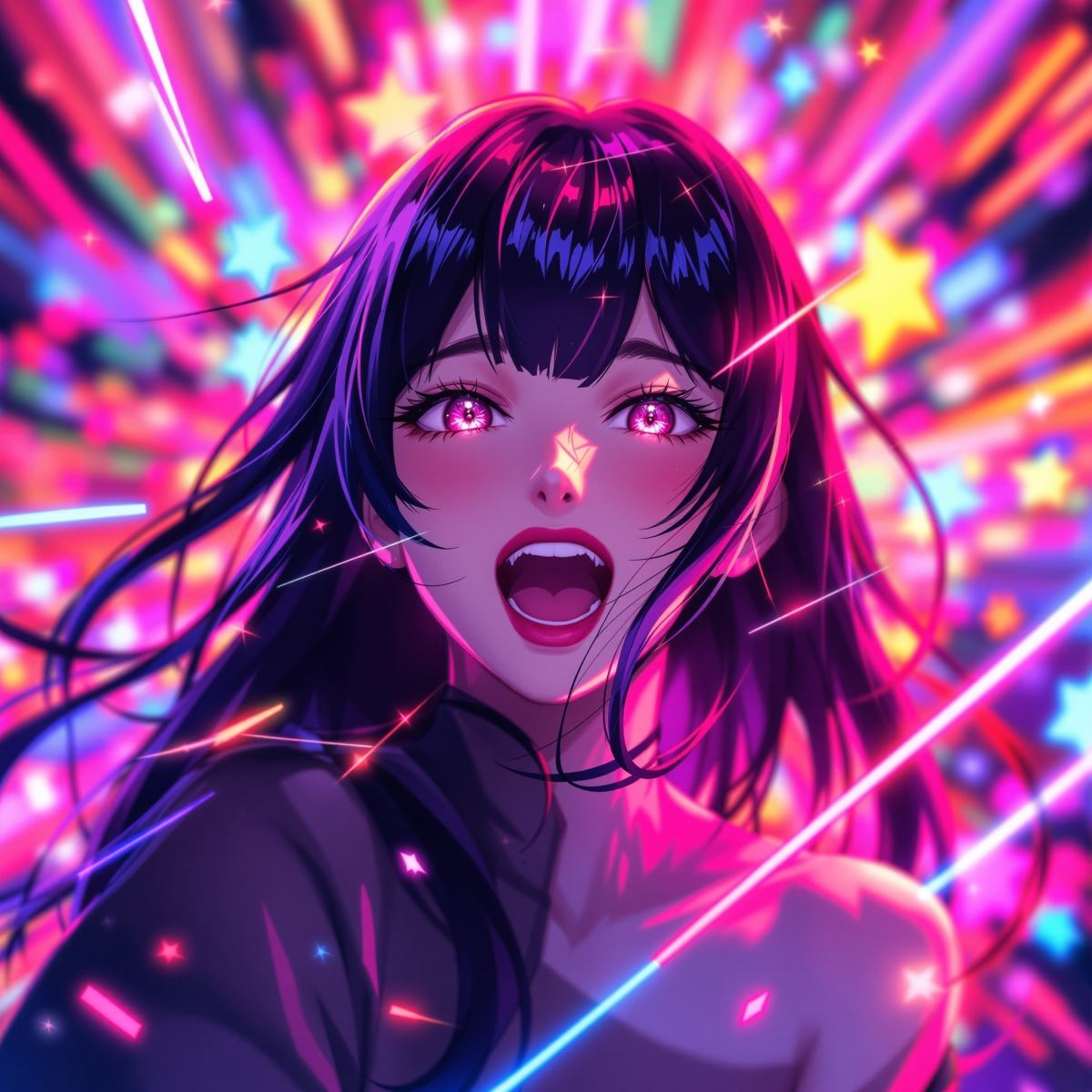 riot style scene avatar PFP with rebellious energy and sharp contrast
