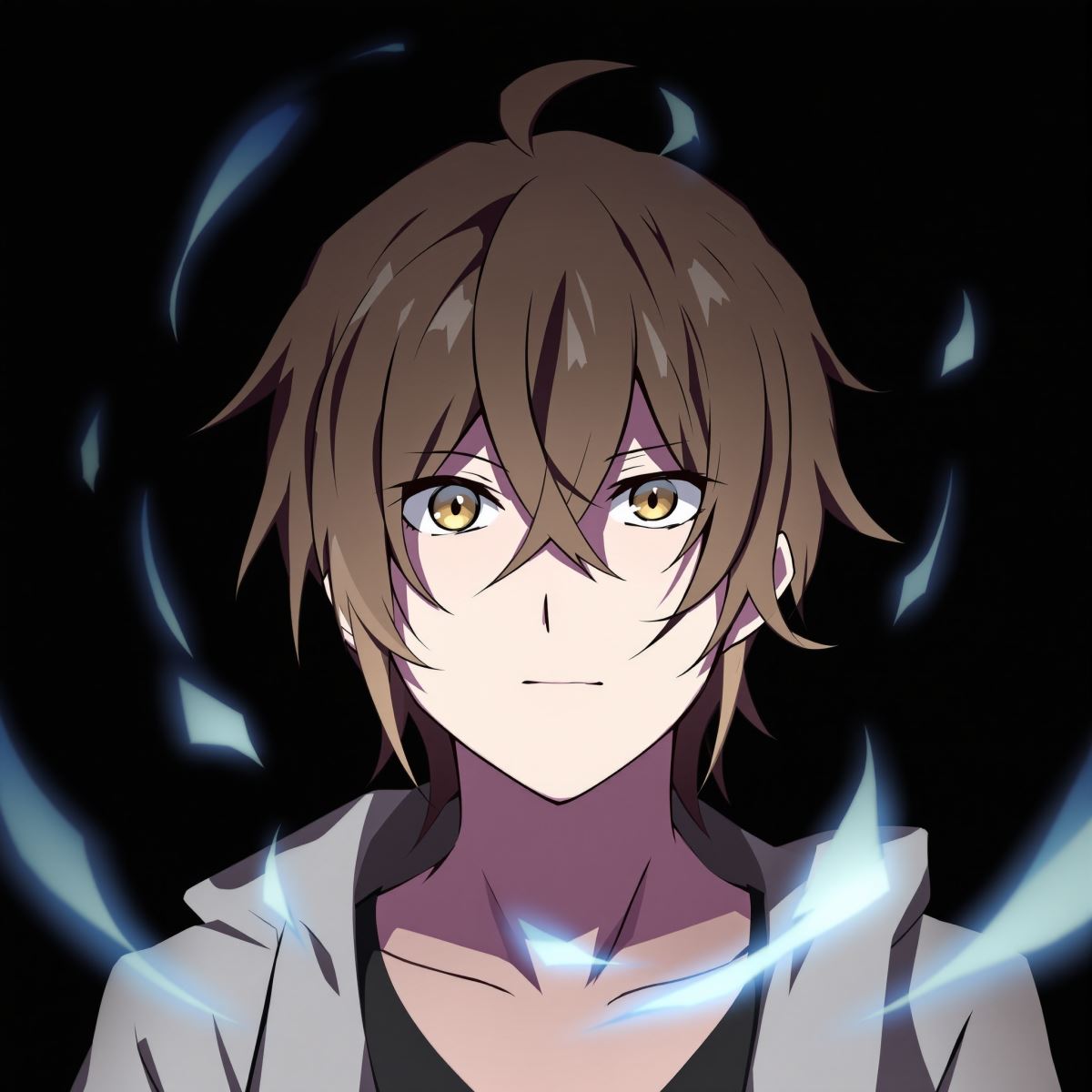 Shidou anime avatar with clash impact expression and direct visual pressure