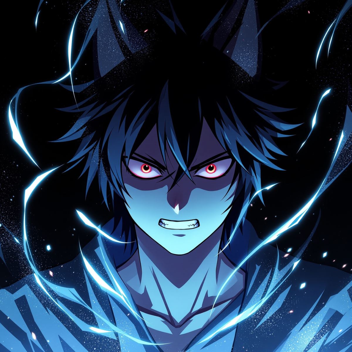 Shidou PFP with crimson mark aesthetic and intense anime identity