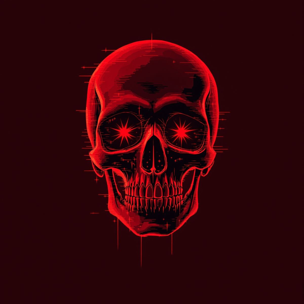 Glitch skull PFP with digital distortion and high energy avatar presence