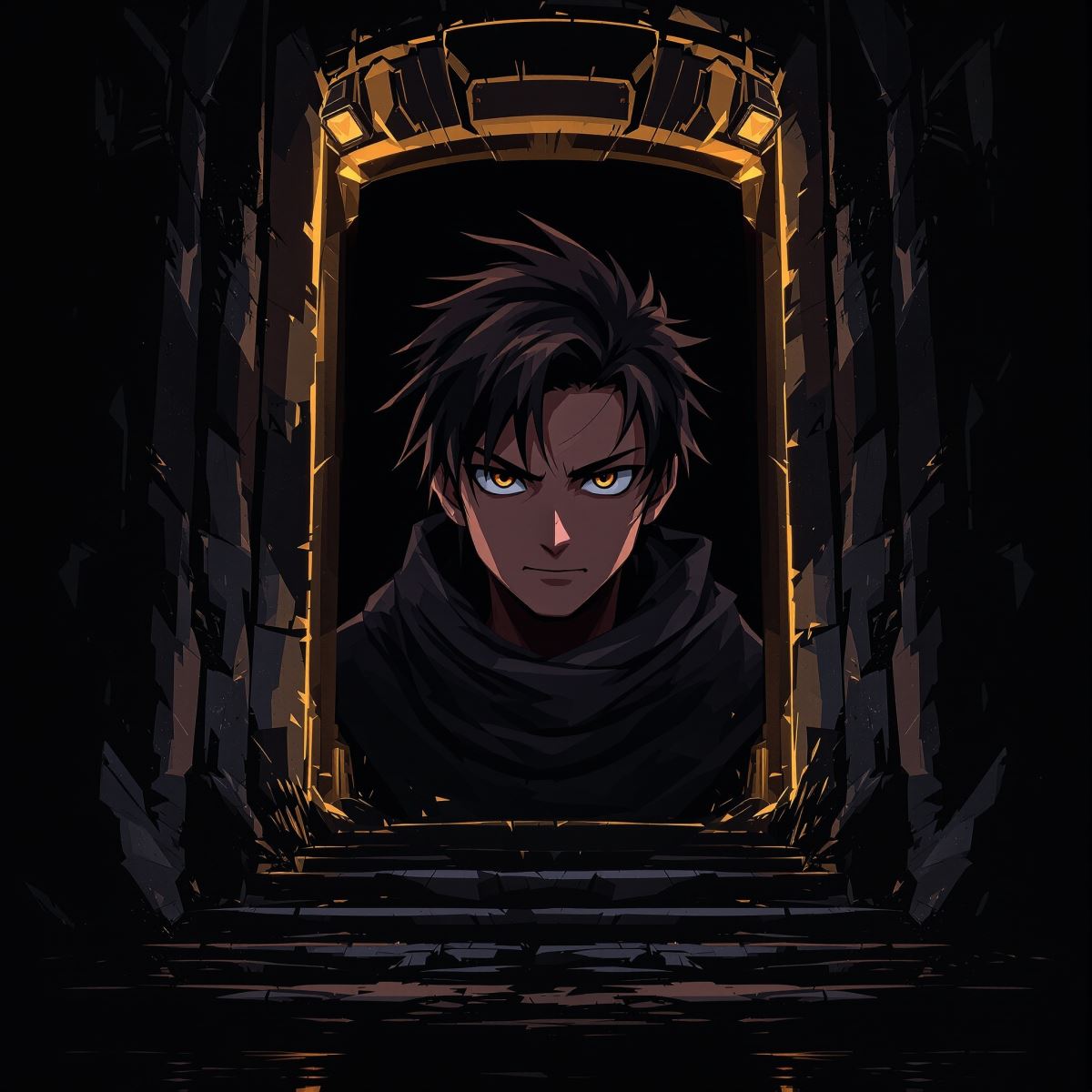 Dark portal Solo Leveling avatar profile picture with dimensional aura and intense fantasy presence