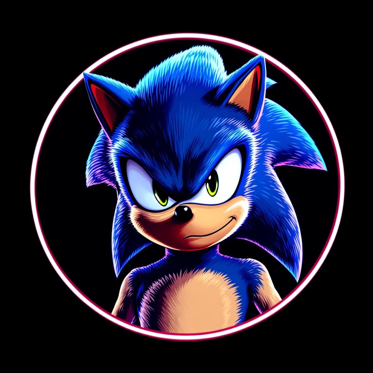 Sonic profile image with dynamic energy and strong visibility