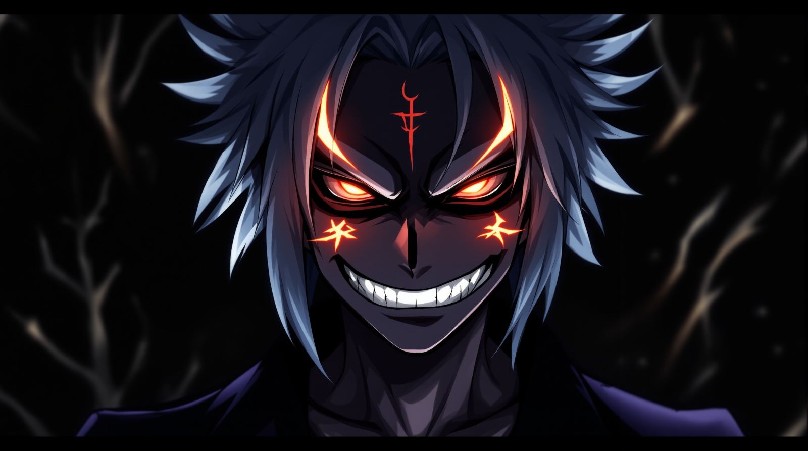 Sukuna avatar PFP with calm evil smile and controlled menace expression