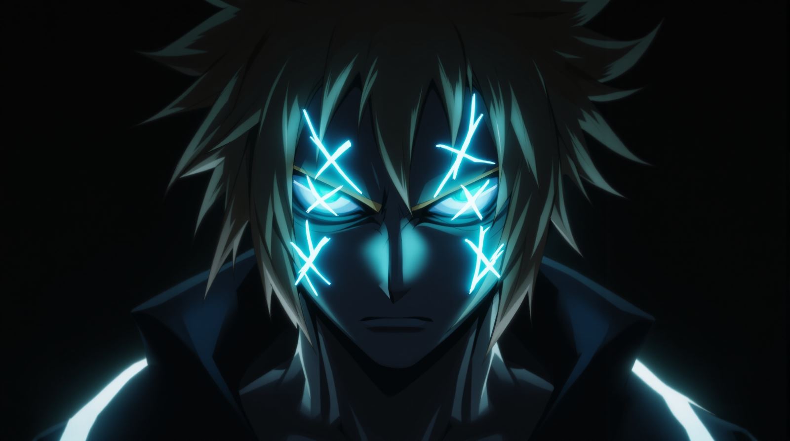 Sukuna PFP with glowing curse marks and intense supernatural energy