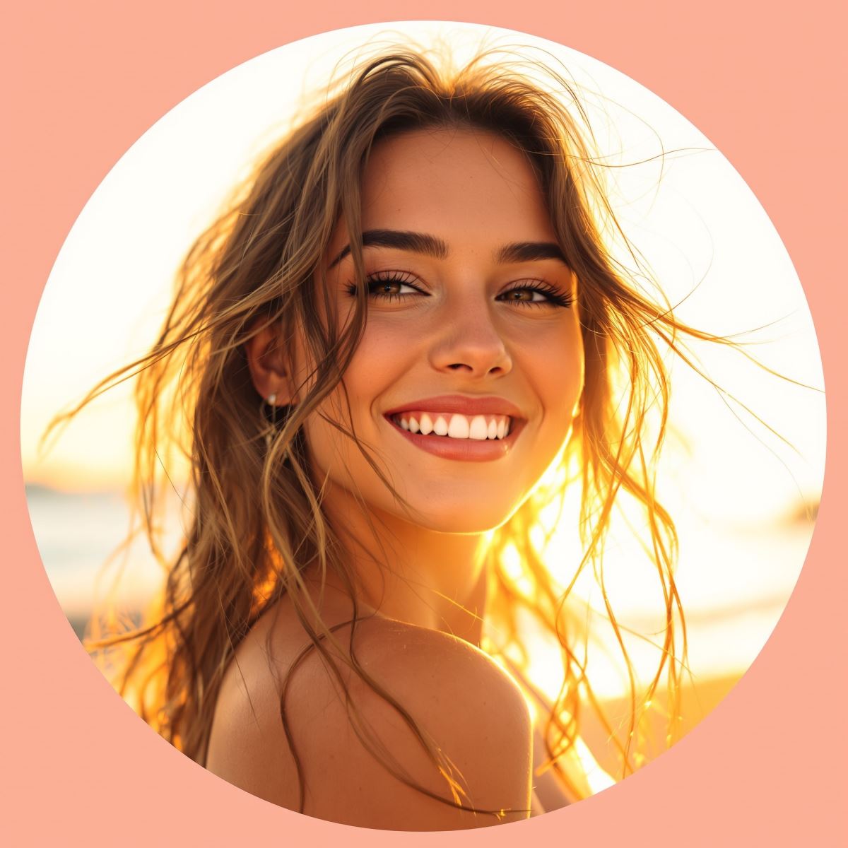 warm summer avatar with clear PFP composition and sunny visual energy