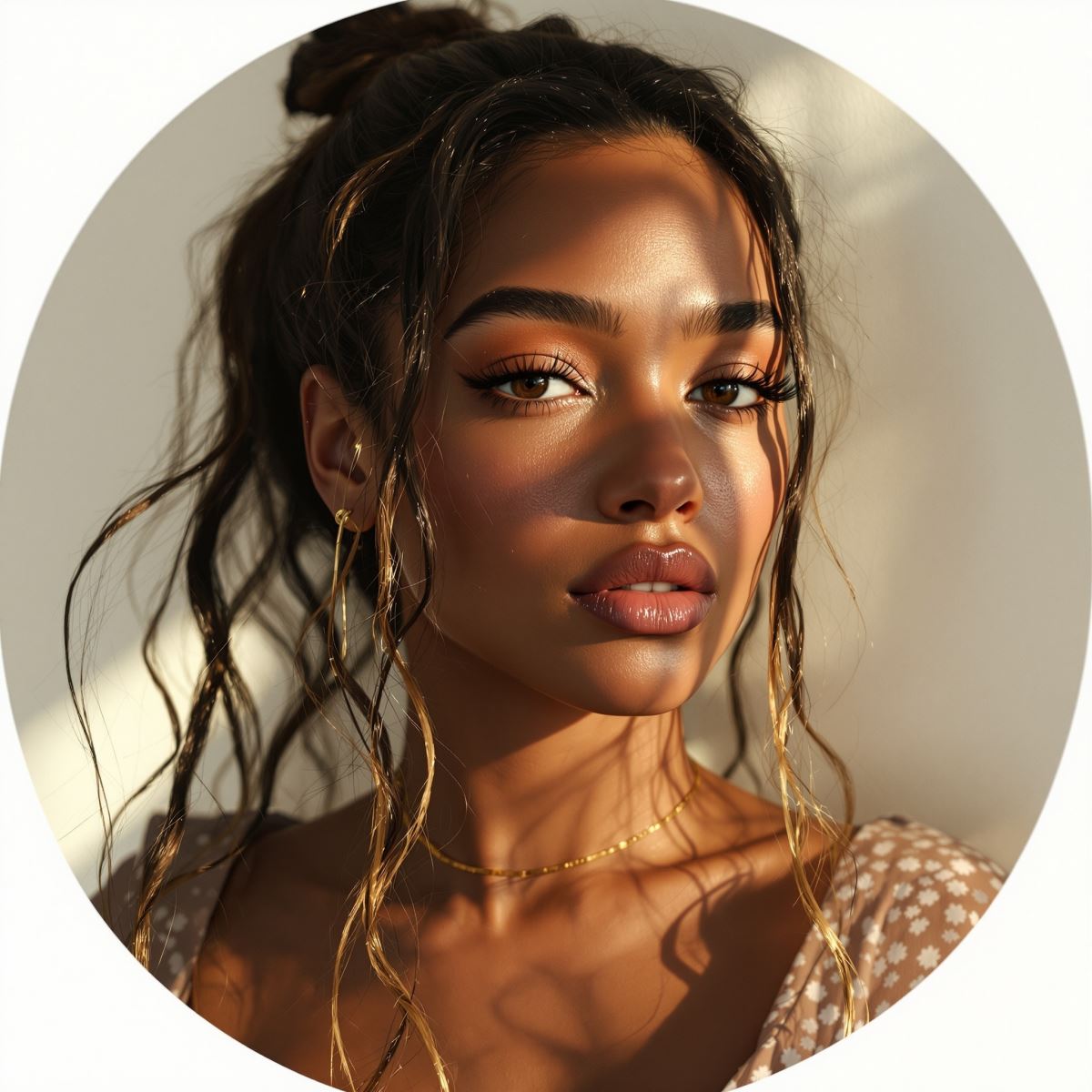 soulful SZA avatar with soft emotional PFP presence and calm profile mood