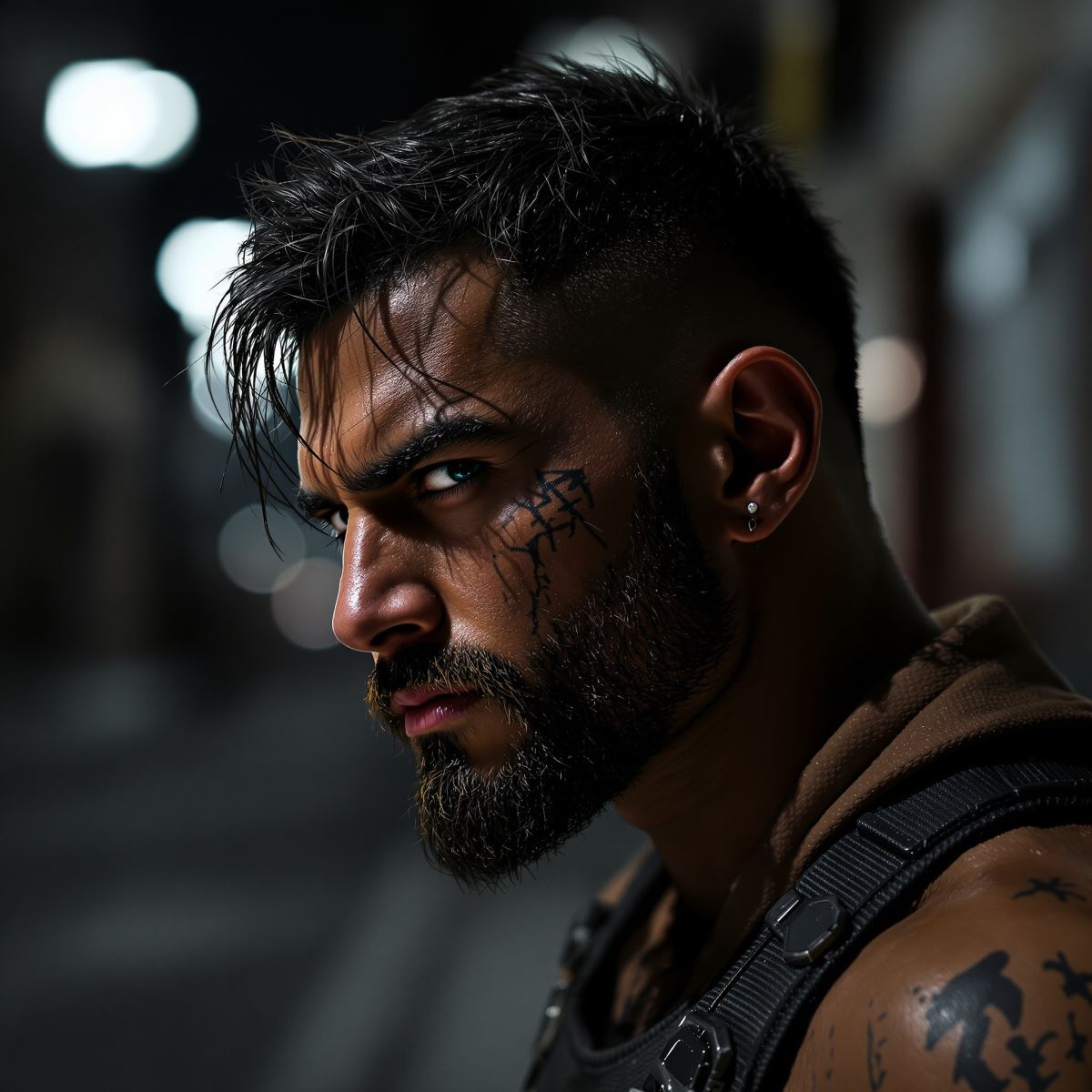 Tuff avatar with thick silence and minimal emotional expression in profile picture