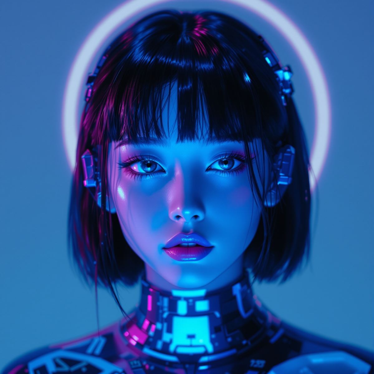 tech-inspired Y2K PFP avatar with sleek profile energy and cyber identity tone