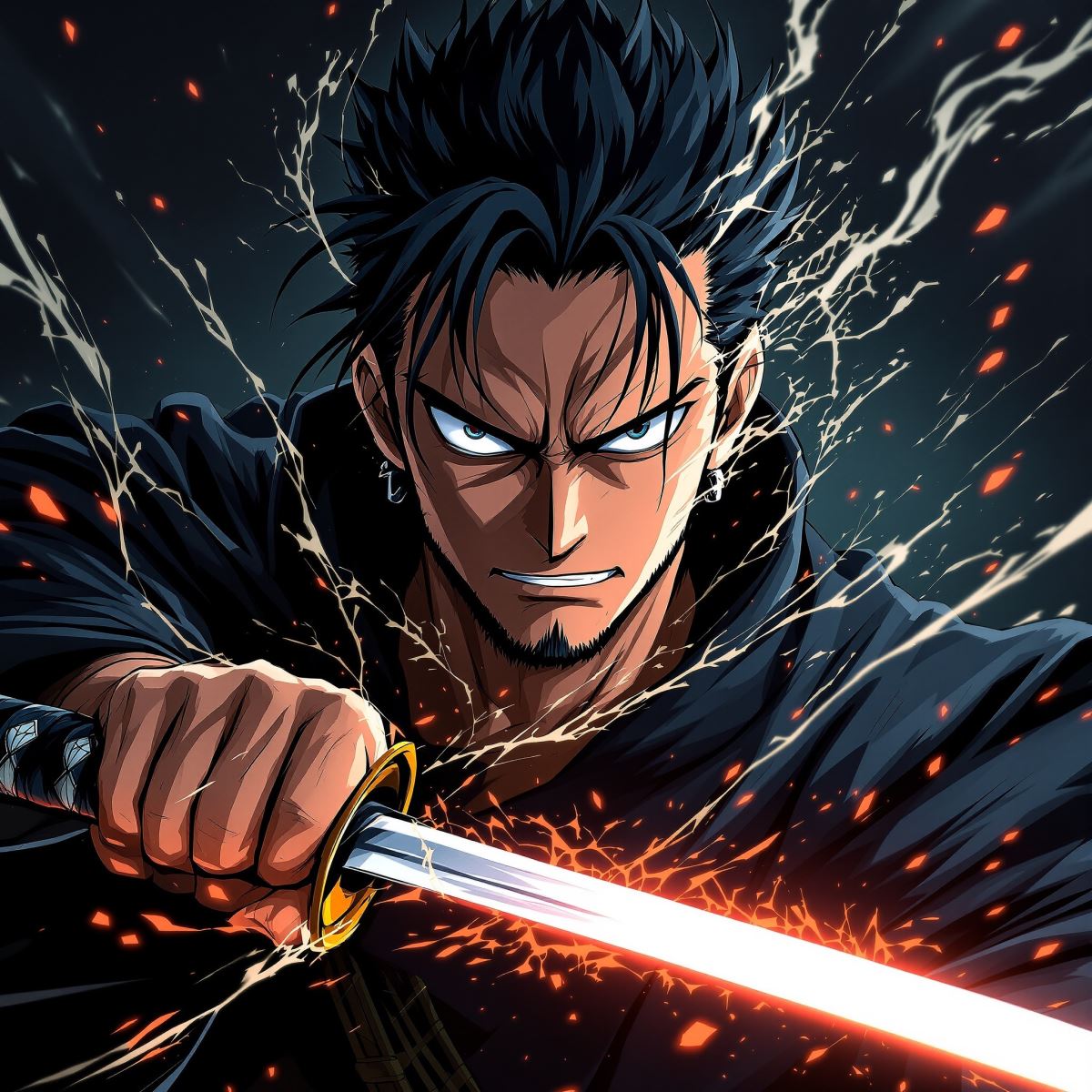 Zoro PFP with blade phantom energy and sharp anime swordsman identity