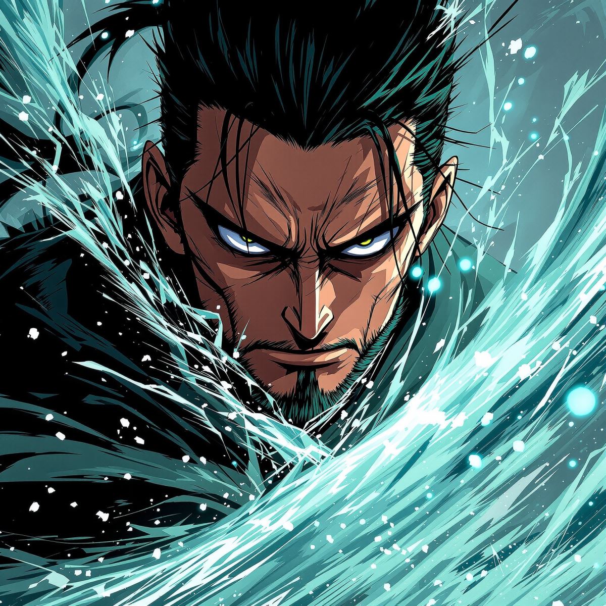 Zoro PFP with shadow swordsman atmosphere and dark disciplined anime style