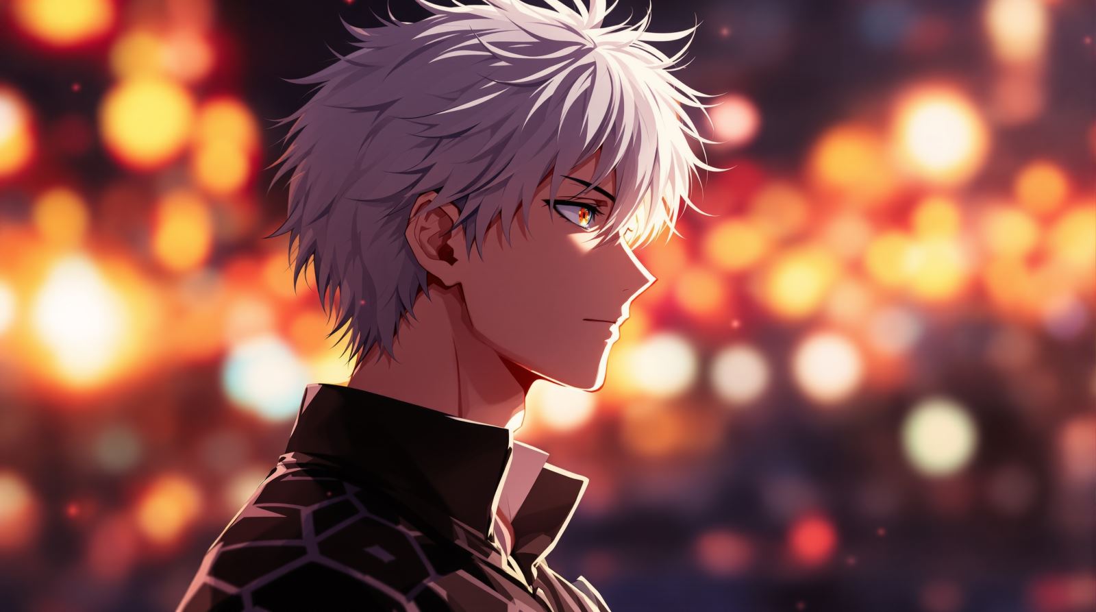 Anime boy side profile avatar with reflective mood and elegant PFP composition
