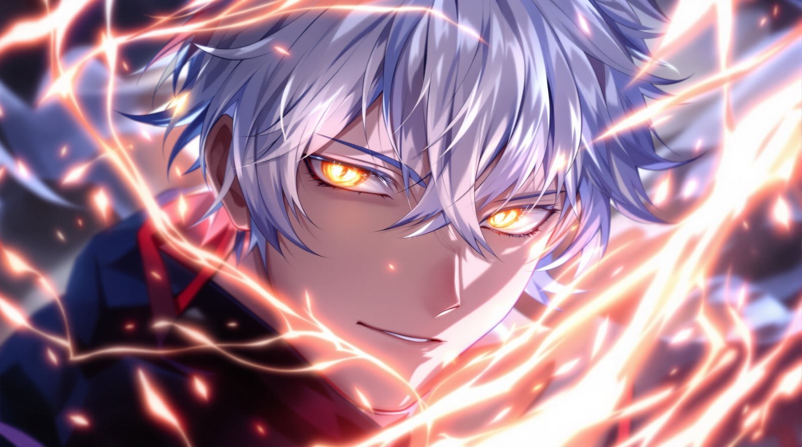 White hair anime boy PFP portrait with iconic character aura and clean visual focus