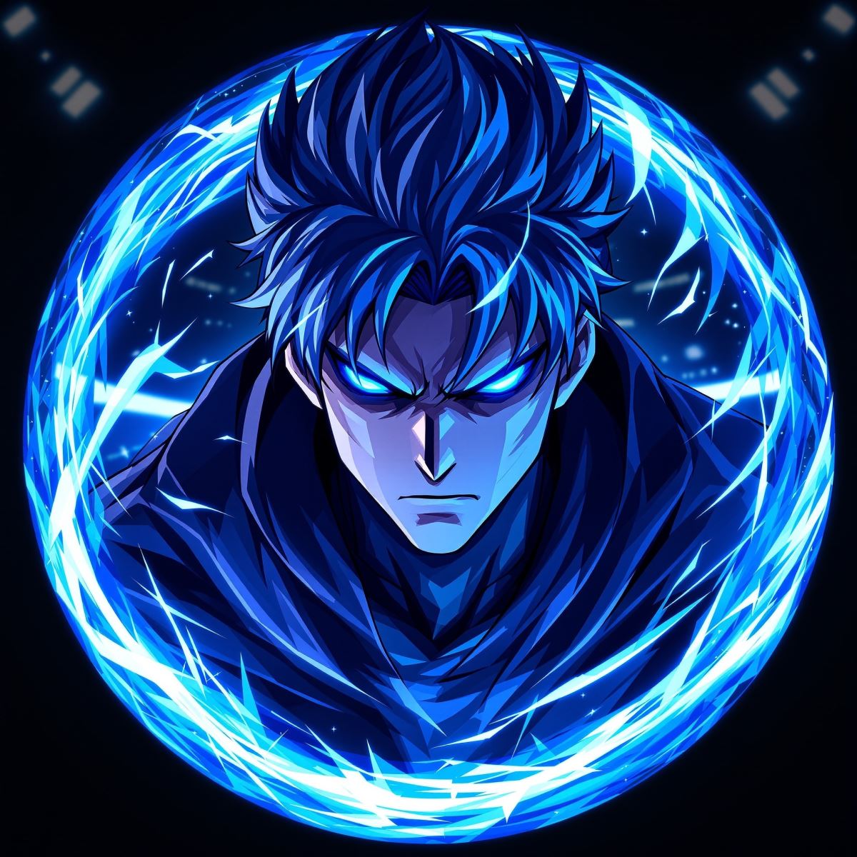 Blue Lock profile picture style avatar with striker focus and concentrated identity
