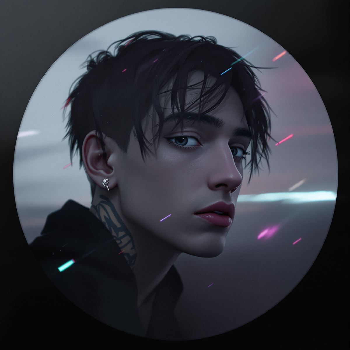 Lil Peep profile picture style avatar with emotional depth and focused identity tone