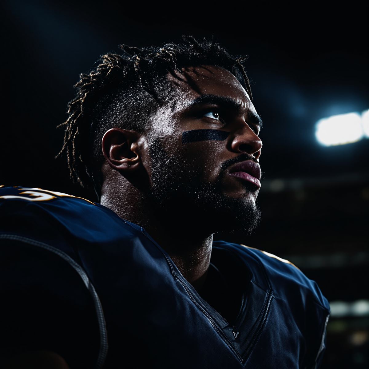 NFL avatar PFP reflecting intense athlete mindset and controlled aggression