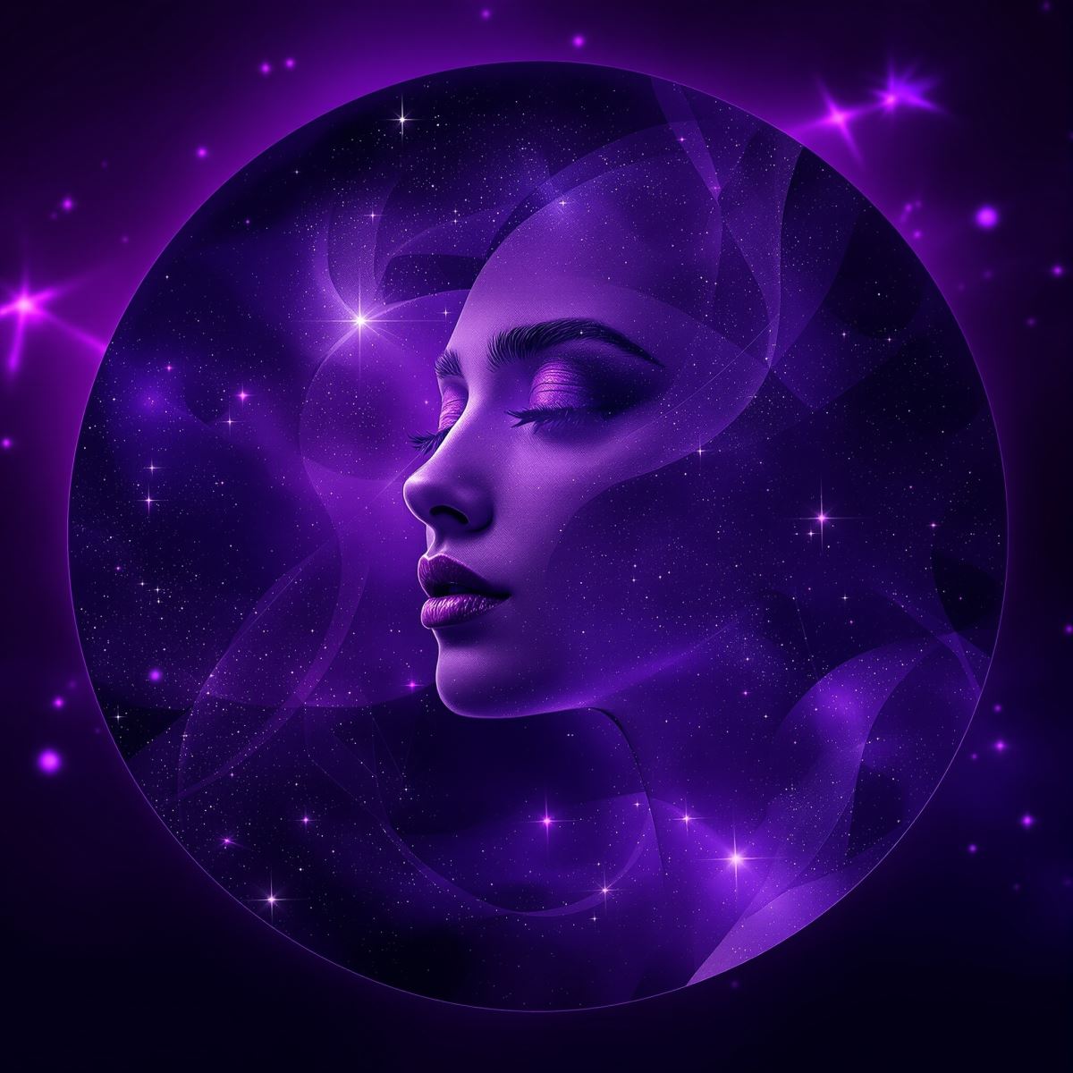 violet-toned purple avatar with balanced PFP energy and expressive mood
