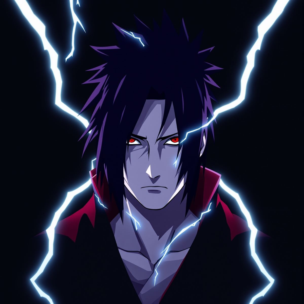 Sasuke PFP with ghost pulse energy and intense anime identity