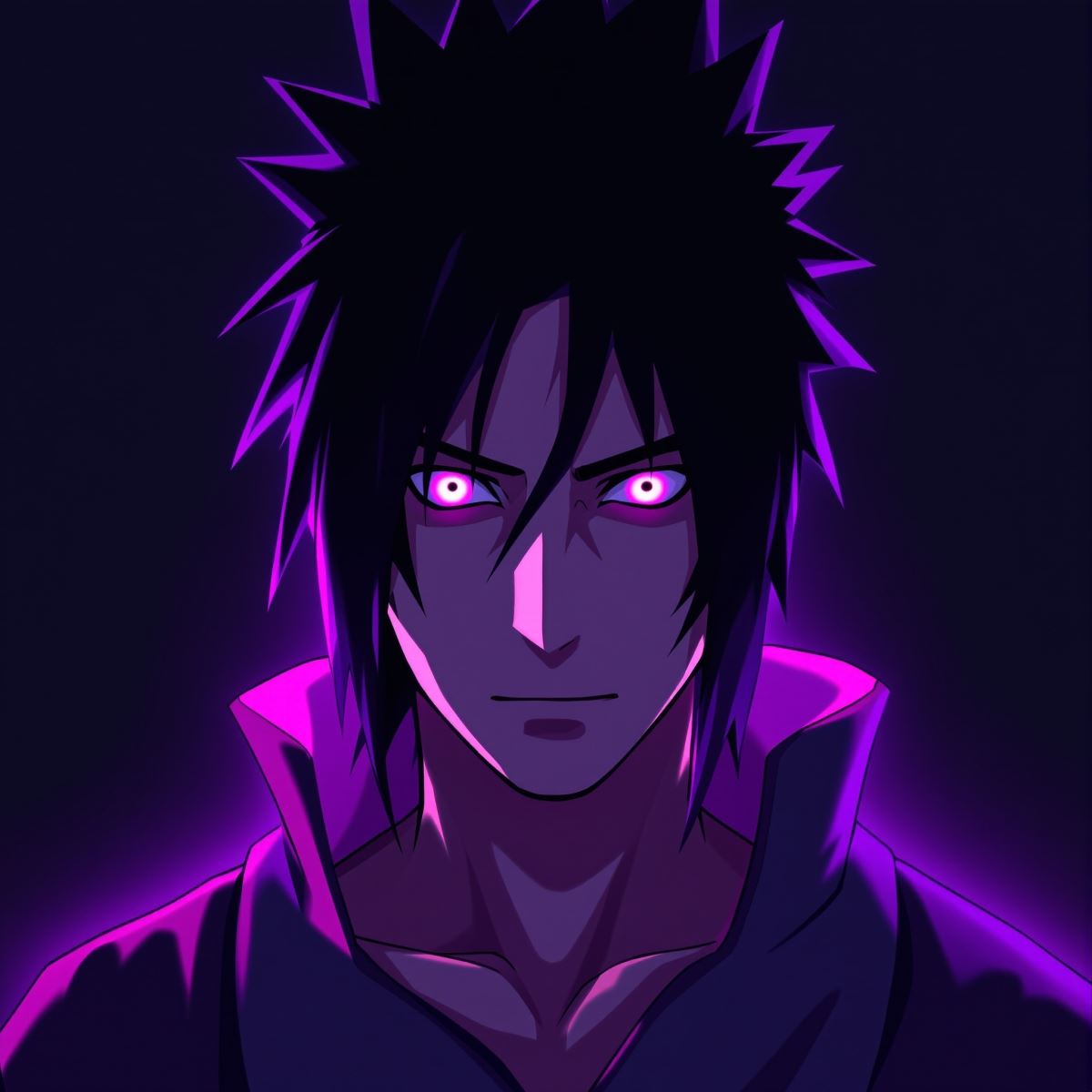 Sasuke anime avatar with midnight core atmosphere and dark tone