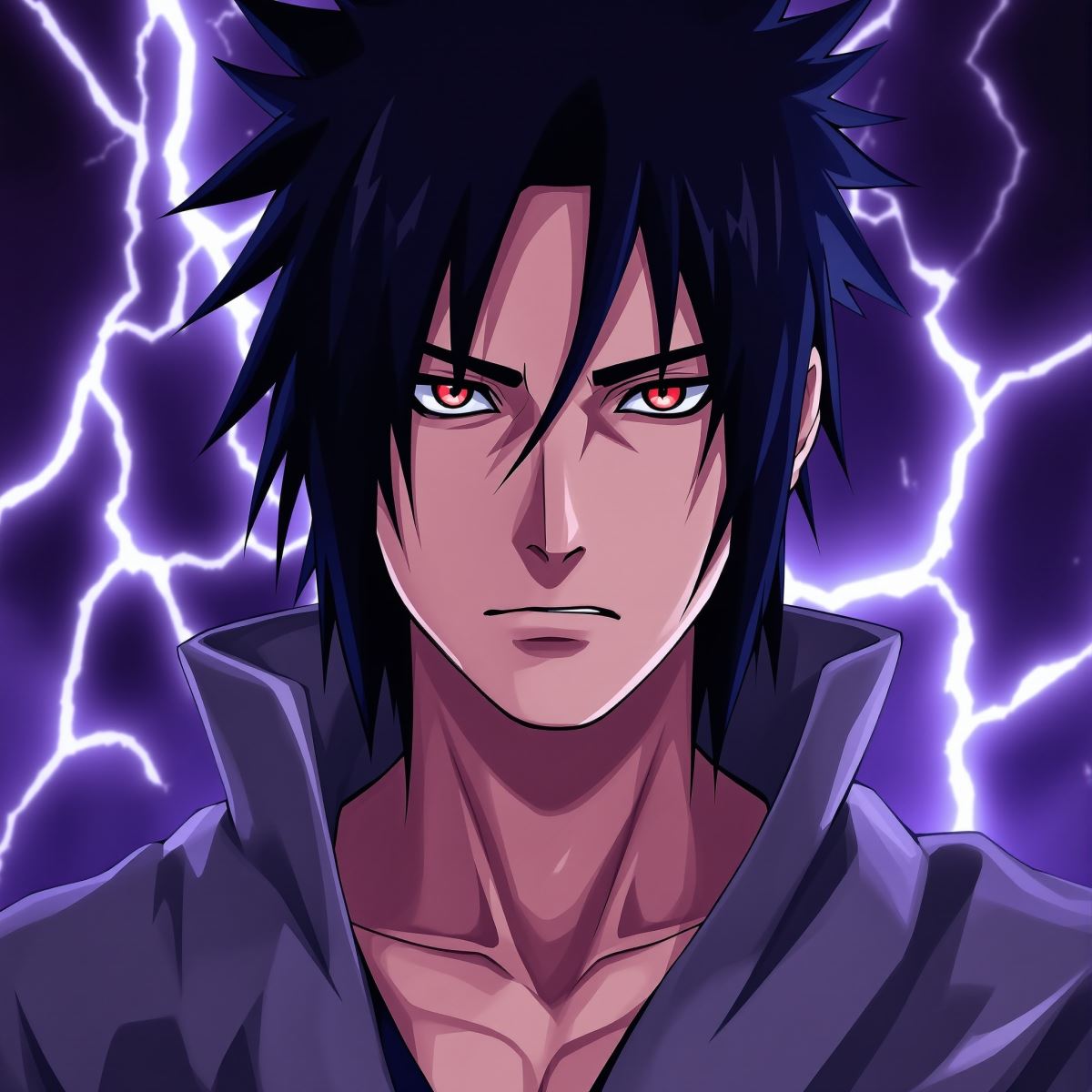 Sasuke PFP with steel flow energy and controlled anime intensity